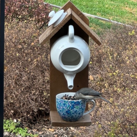 Handcrafted Rustic Wooden Bird Feeder Somewhere Over The Rainbow - Picture 11 of 16